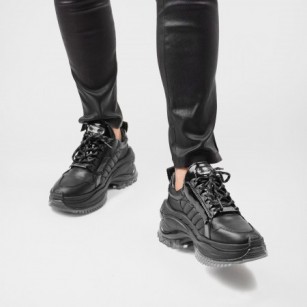 Дамски спортни обувки естествена кожа Bronx Chainy черни